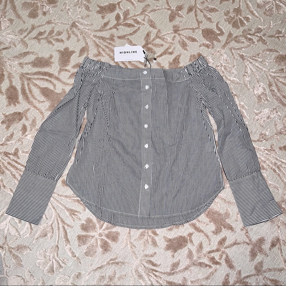 Striped Off the Shoulder Long Sleeve Top